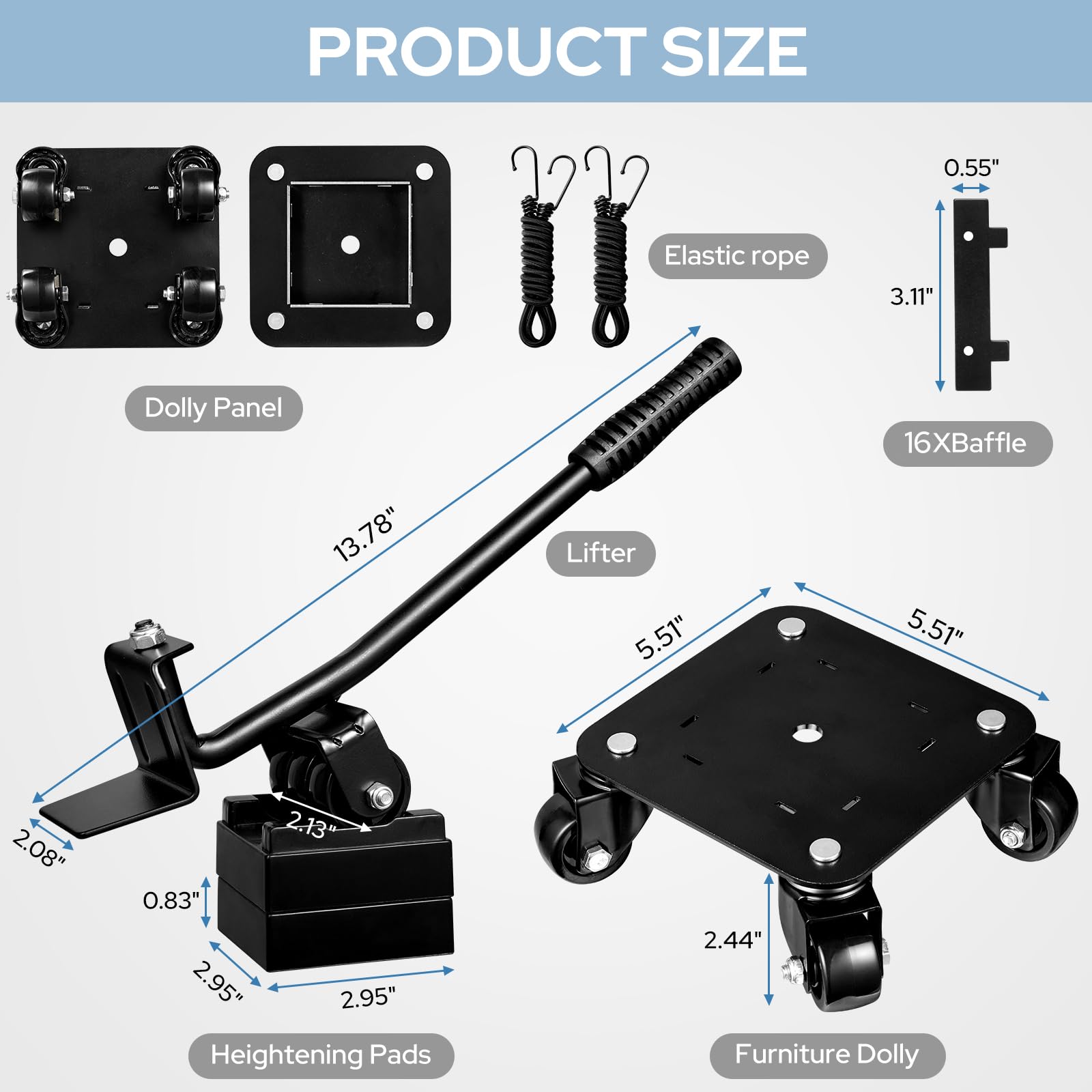 KEDSUM Furniture Dolly with Baffle, 1500LBS Thickened Steel Panel Furniture Movers with 4 Wheels Dollies, 360° Rotation Furniture Lifter Tool Set, Heavy Duty Dolly for Moving Refrigerator, Sofa, Piano