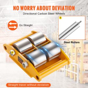 VEVOR 4PCS Machinery Skate Dolly, 26455LBS/12T Industrial Machinery Mover, Heavy Duty Carbon Steel Machinery Moving Skate & 4 Carbon Steel Wheels and 360° Rotation Non-Slip Cap for Warehouse, Factory