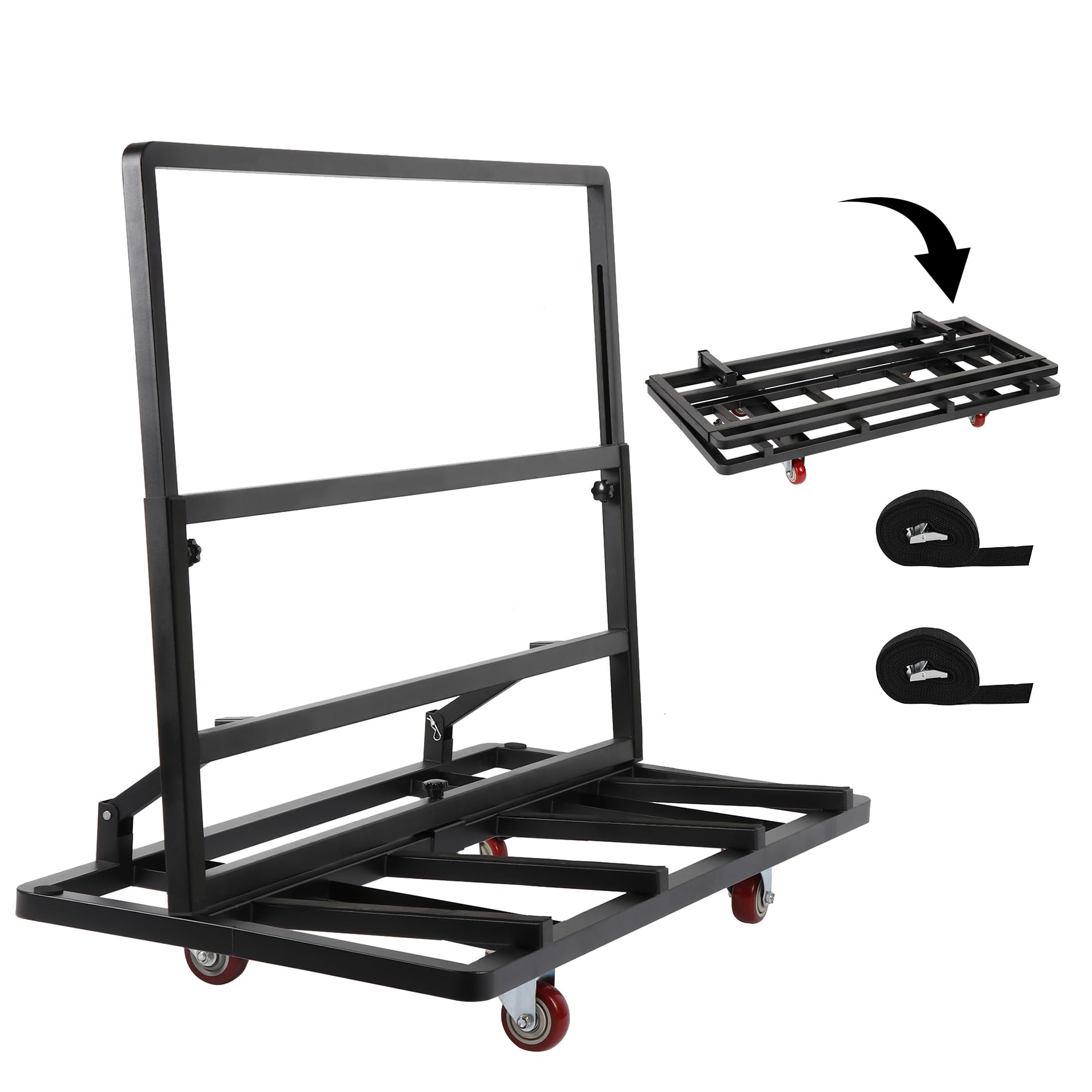 Eastrexon Folding Drywall Cart, Drywall Dolly with PU Swivel Casters, 44.5" x 22" x 37" Plywood Cart with 2200 LBS Load Capacity, Portable Panel Truck Cart for Handling Plywood, Plasterboard, Glass