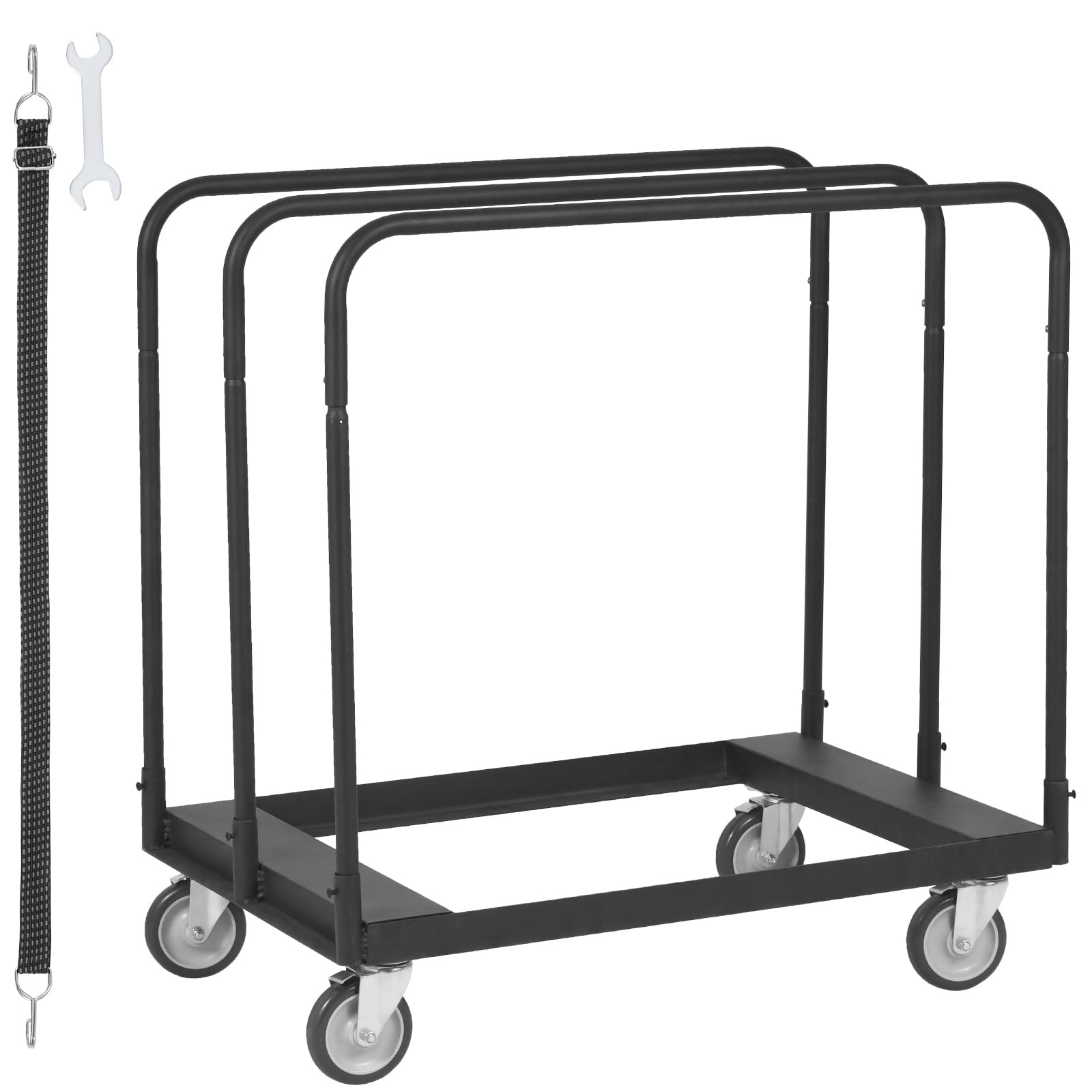 VEVOR Drywall Cart, 1500 LBS Panel Dolly Cart with 36.02" x 24.02" Deck and 5" Swivel Wheels, Heavy-Duty Drywall Sheet Cart, Handling Wall Panel, Sheetrock, Lumber, for Garage, Home, Warehouse Black