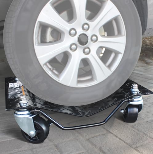 WayTov 50855 16" x 12" Solid Steel 4 Piece Car Dolly with 3" Swivel Wheels, 6,000 lb. Rating