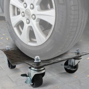 WayTov 50855 16" x 12" Solid Steel 4 Piece Car Dolly with 3" Swivel Wheels, 6,000 lb. Rating