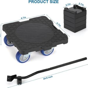 Insdawn Furniture Sliders,Furniture Dolly for Moving Dolly with 4 Wheels & Furniture Lifter, 1000Lbs Load Capacity, 360° Rotation Wheels for Moving Heavy Duty,6 Packs,Blue Rubber Wheels