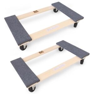 MaxWorks 50857 1320 lbs. Capacity 18 in. x 30 in. Hardwood Furniture Moving Dolly KD Version, Two Pack