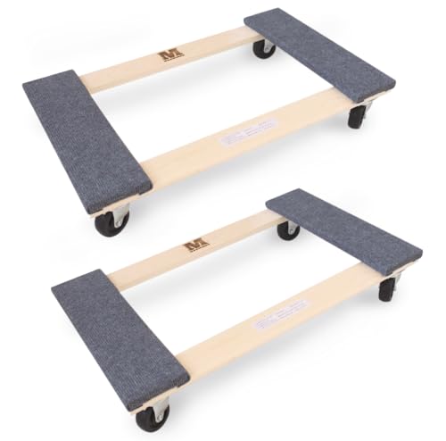 MaxWorks 50857 1320 lbs. Capacity 18 in. x 30 in. Hardwood Furniture Moving Dolly KD Version, Two Pack