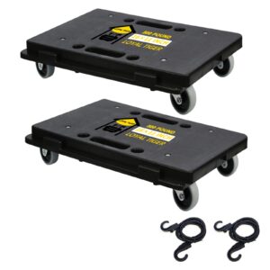 loyal tiger furniture dolly,moving dolly 4 wheels heavy duty,【16in-11in 500lbs capacity】 furniture movers dollys with wheels,small flat cart with 2 ropes, 2 pack, black