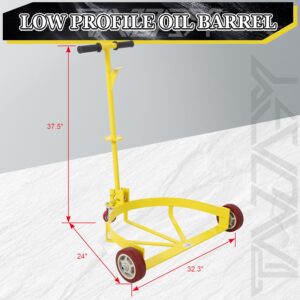 Tandagy 55 Gallon Drum Dolly 1200lbs Capacity Oil Drum Cart with Pivoting T Handle Low Profile Oil Barrel Drum Roller Cart Heavy Duty Oil Drum Caddy with Rotating Wheels for Workshop Factory Warehouse