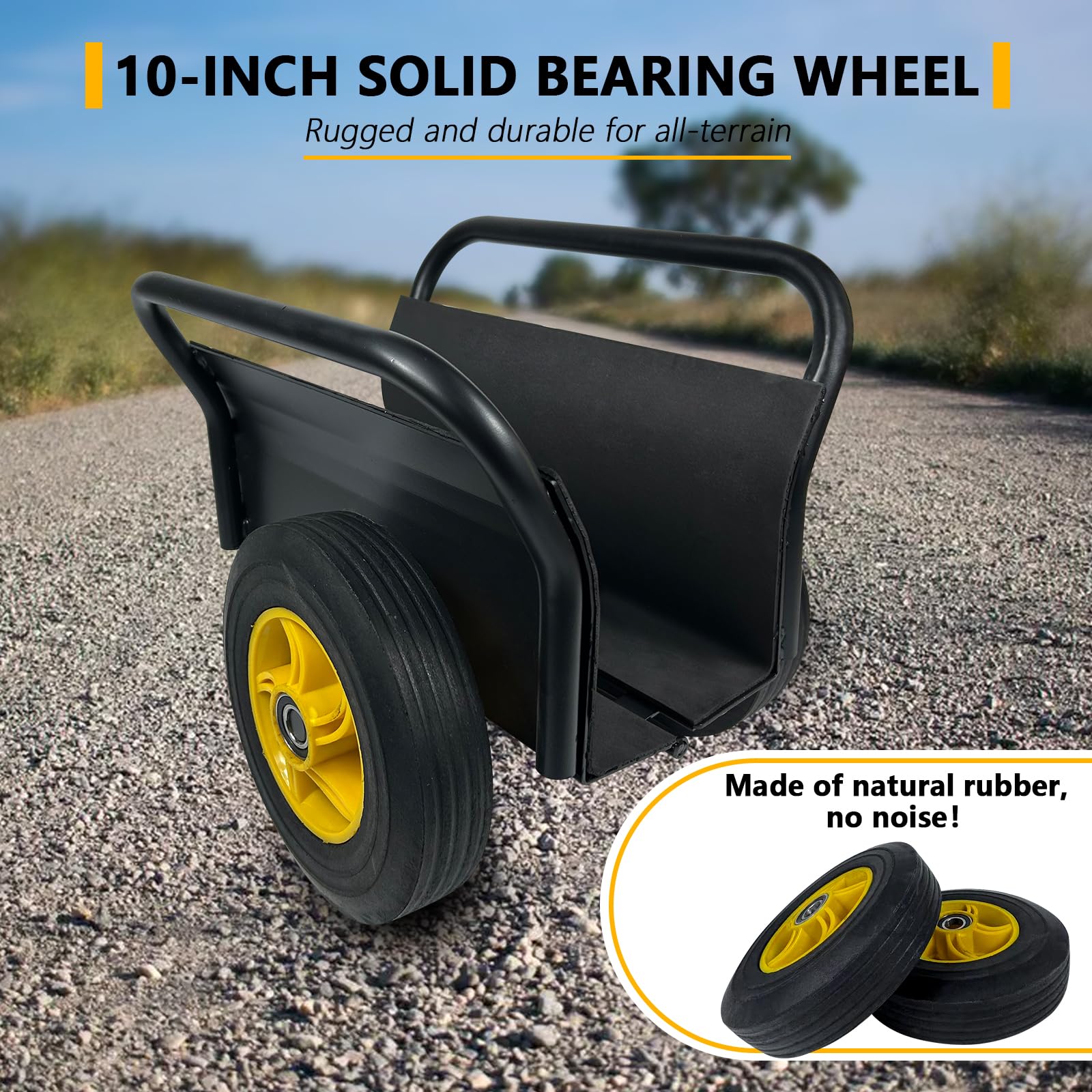 DEVALLEY Panel Dolly,Heavy Duty Slab Dolly,10" Solid Rubber Tires Wheels,1000LBS Load Capacity All Terrain Moving Cart with Handle for Drywall Sheet Heavy Appliance & Material