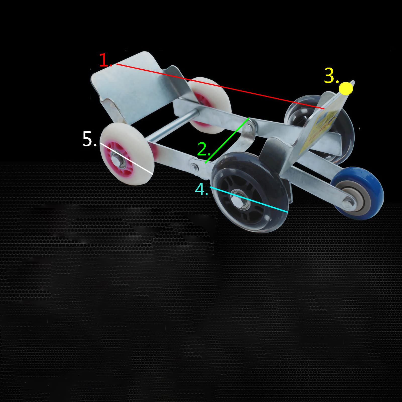 KIMISS Tire Wheel Dolly, Emergency Tire Roller Move Tool with 5 Wheels for Heavy Duty Motorcycle Tricycle Flat Tire Booster Trolly