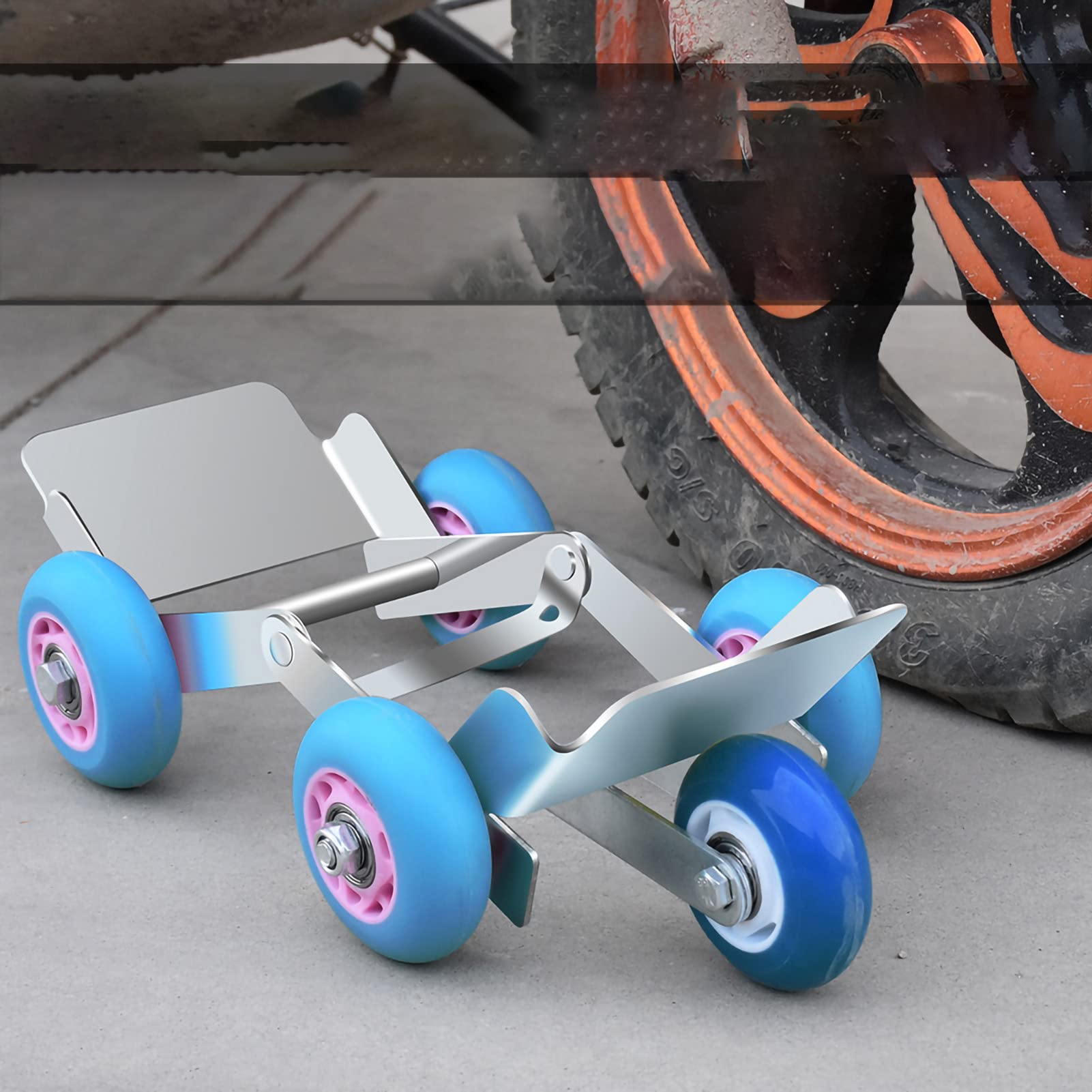 KIMISS Tire Wheel Dolly, Emergency Tire Roller Move Tool with 5 Wheels for Heavy Duty Motorcycle Tricycle Flat Tire Booster Trolly