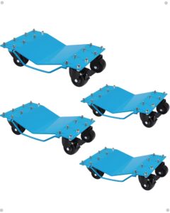 garvee car dolly set of 4 with 8000 lbs capacity, manganese steel heavy duty car mover wheel dollies with antiskid plate & 360 degree rotatable wheel, 16"*13", blue