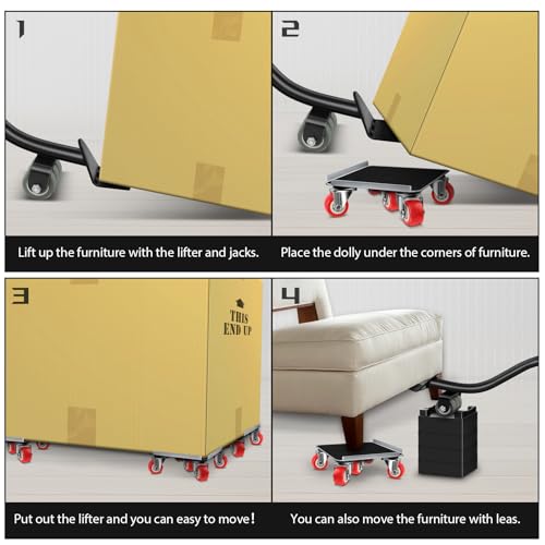 BTEC Furniture Sliders for Hardwood/Carpeted Floors, Furniture Movers with Wheels of 5, Appliance Dolly for Heavy Furniture