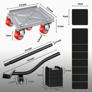 BTEC Furniture Sliders for Hardwood/Carpeted Floors, Furniture Movers with Wheels of 5, Appliance Dolly for Heavy Furniture