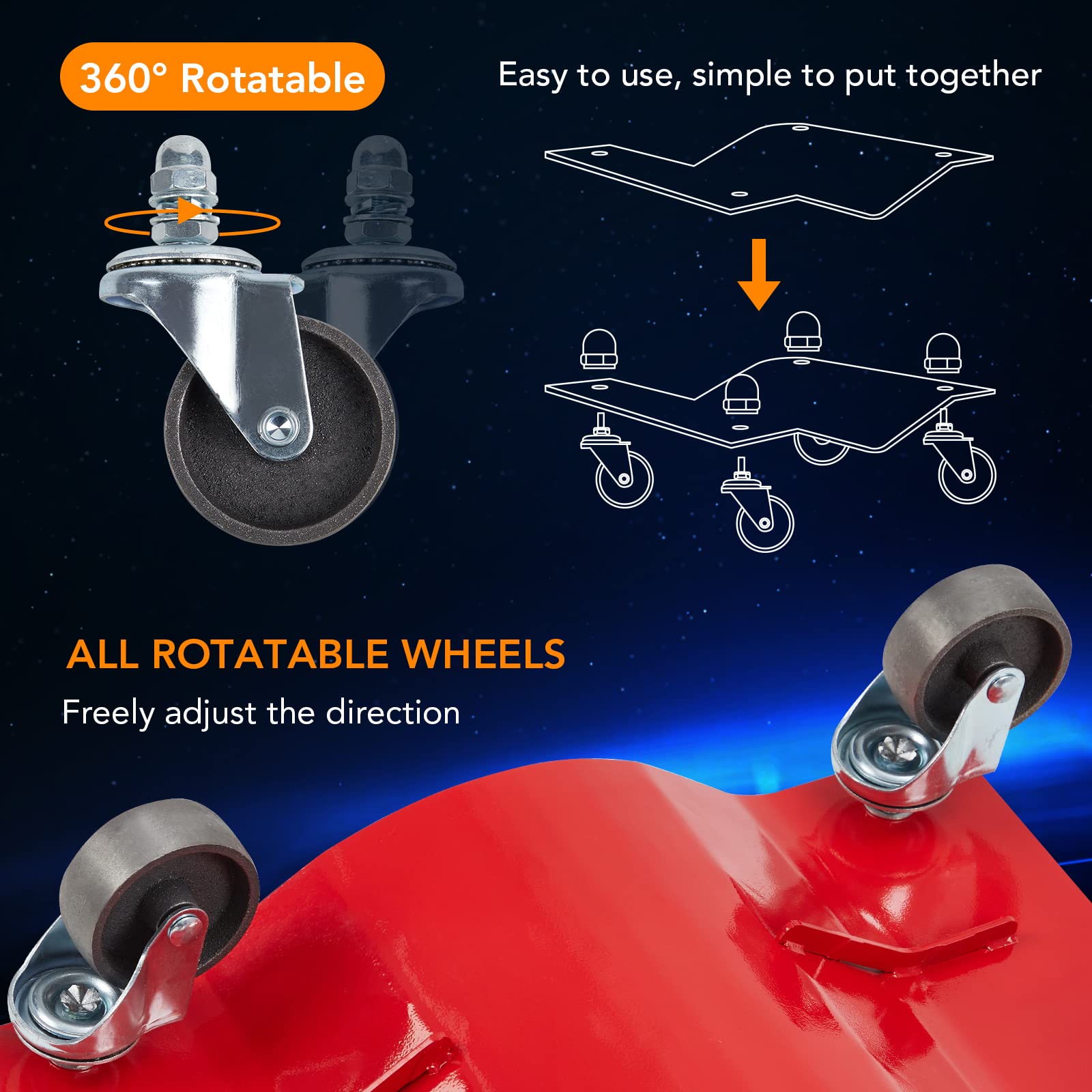 Car Dolly,Heavy Duty 4 Pack Tire Skates,Wheel Dolly Vehicle Tire Skates with 4000 lbs,Moving a Car Easy,360 Degree Rotatable Wheel