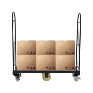 65"x16" u-boat steel platform cart dolly with removable handles & 6pcs wheels,heavy duty industrial narrow aisle hand truck for warehouse transport,2000 lbs capacity