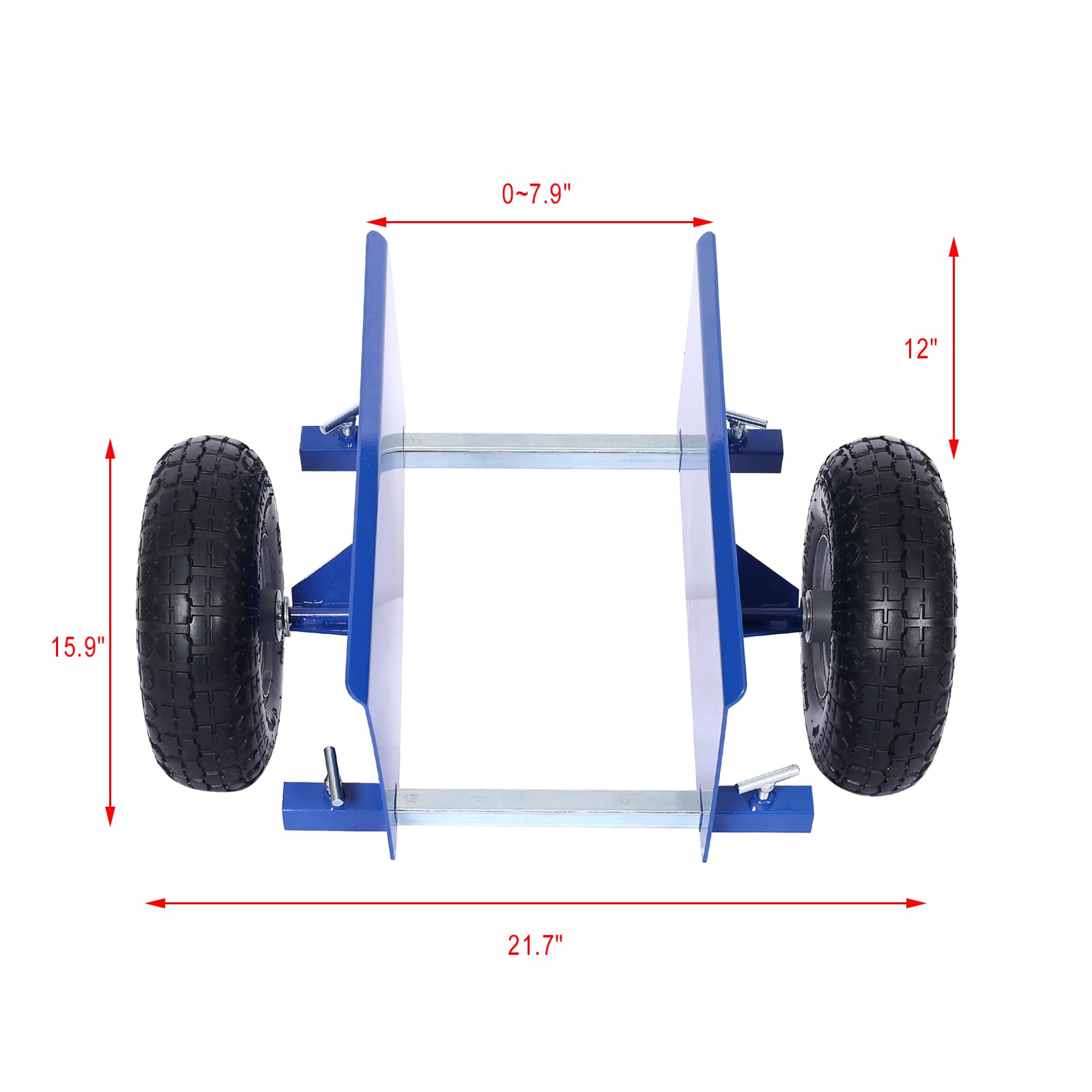 Heavy Duty Panel Dolly, Metal Panel Dolly with 10" Pneumatic Wheels Heavy Duty All Terrain Moving Cart with Adjustable Clamp Grip for Drywall Sheet Heavy Appliance & Material Handling Cart Blue