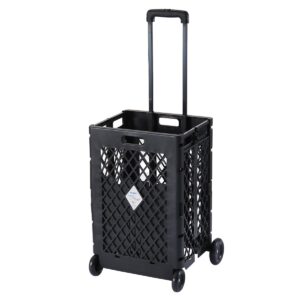 Foldable Portable Shopping Cart with Wheels -Rolling Utility Cart/Folding Dolly - 55/80Lbs Capacity-Large