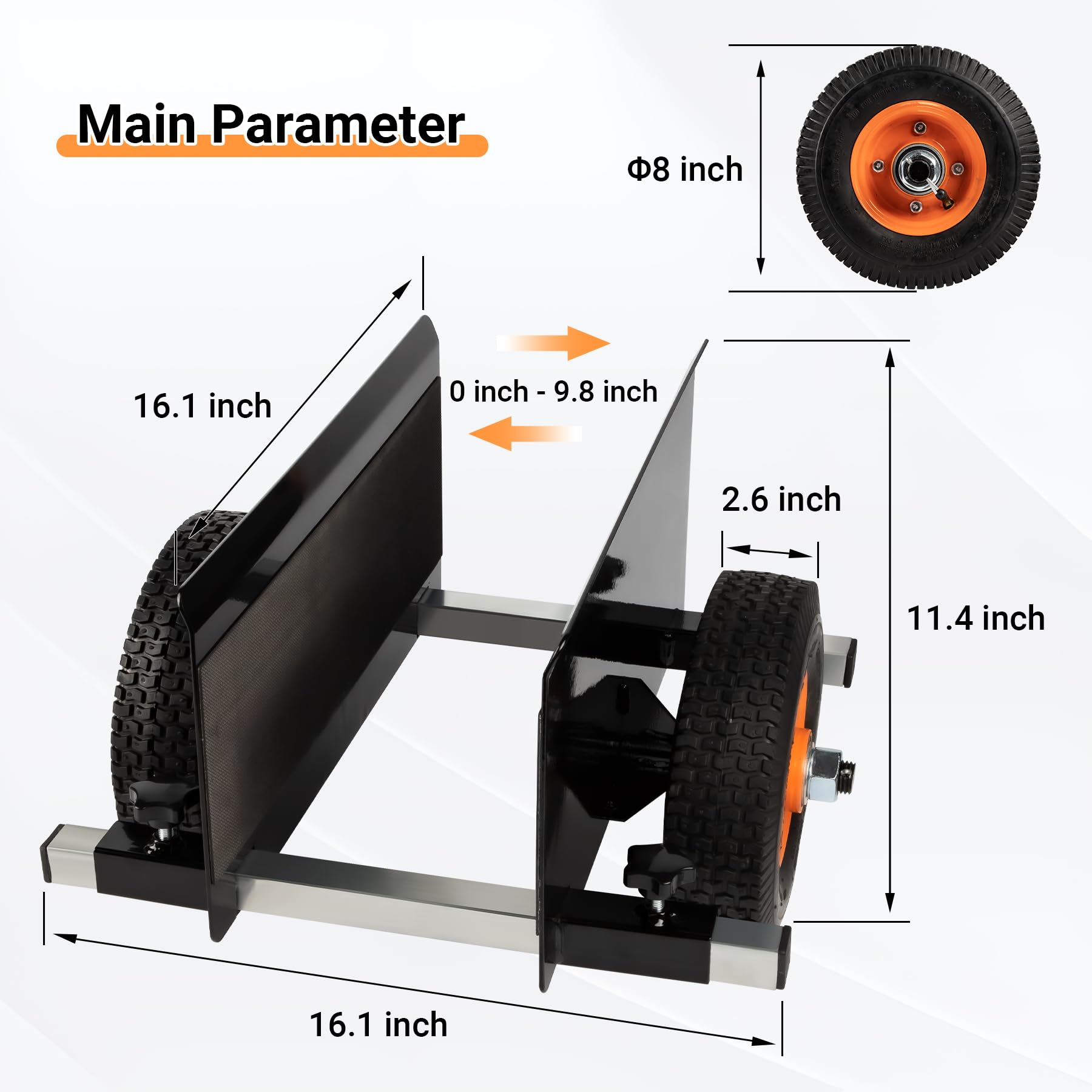 Eastrexon Panel Dolly Heavy Duty, Door Dolly w/ 600LBS Load Capacity, Plywood Dolly w/ 8" Pneumatic Wheels & Pump, 0'' - 9.8'' Adjustable Clamp Panel Cart for Moving Wood Panels, Doors and Drywall