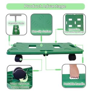 HBFBDRCT Furniture Spliceable Movers Dolly, Securely Holds 220 Lbs, Moving Dolly Cart for Heavy Furniture, Piano, Couches, Fridges, Boxes, 5 Wheels Dolly Rolls, No Assembly Required (Green dolly)