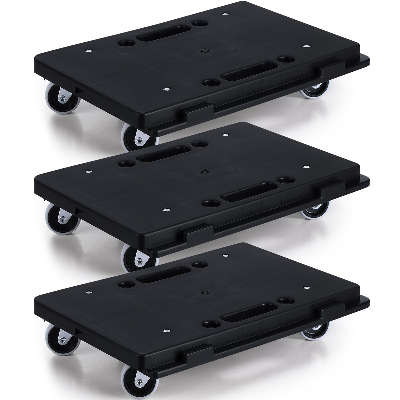 Datanly 3 Pack Furniture Dolly Moving Dolly Connectable Furniture Movers 16.3 x 11.4 Inch 500 Lbs Capacity Each Count 4 Wheels Heavy Duty Small Flat Dolly Cart Portable Dollies with Wheels, Black