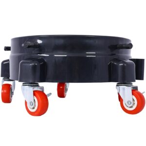 5 Gallon Bucket Dolly, 250Lbs Load Capacity 5-Piece 360-degree Swiveling Casters, Heavy Duty Large Barrel Dolly with Safe Lo