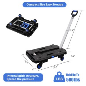 LEADALLWAY Folding Hand Truck Dolly Cart,Collapsible Luggage Cart,Multiple Carts Assembly Feasible 300LBS