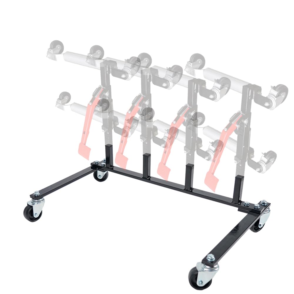 Yeeoy Car Dolly Rack, Hydraulic Trolley Jack Stand Organizer, Jack Stands Holder Storage Rack, 4-Dolly Capacity Black