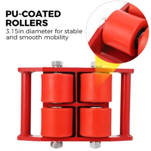 Garvee Industrial Machinery Dolly, 6 Ton / 13200 lbs Machinery Skate, Heavy Duty Carbon Steel Machinery Moving Skate with 360° Rotation Anti-Skid Cover and 4 PU Wheels, for Workshops, Warehouses,Red