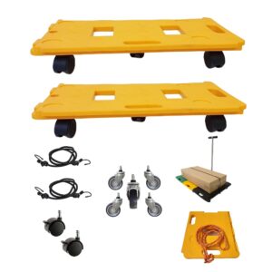 HBFBDRCT 220 Lbs Furniture Spliceable Movers Dolly with Handle and Pull Pope and Nyon Brake Caster and TPR Silent Caster