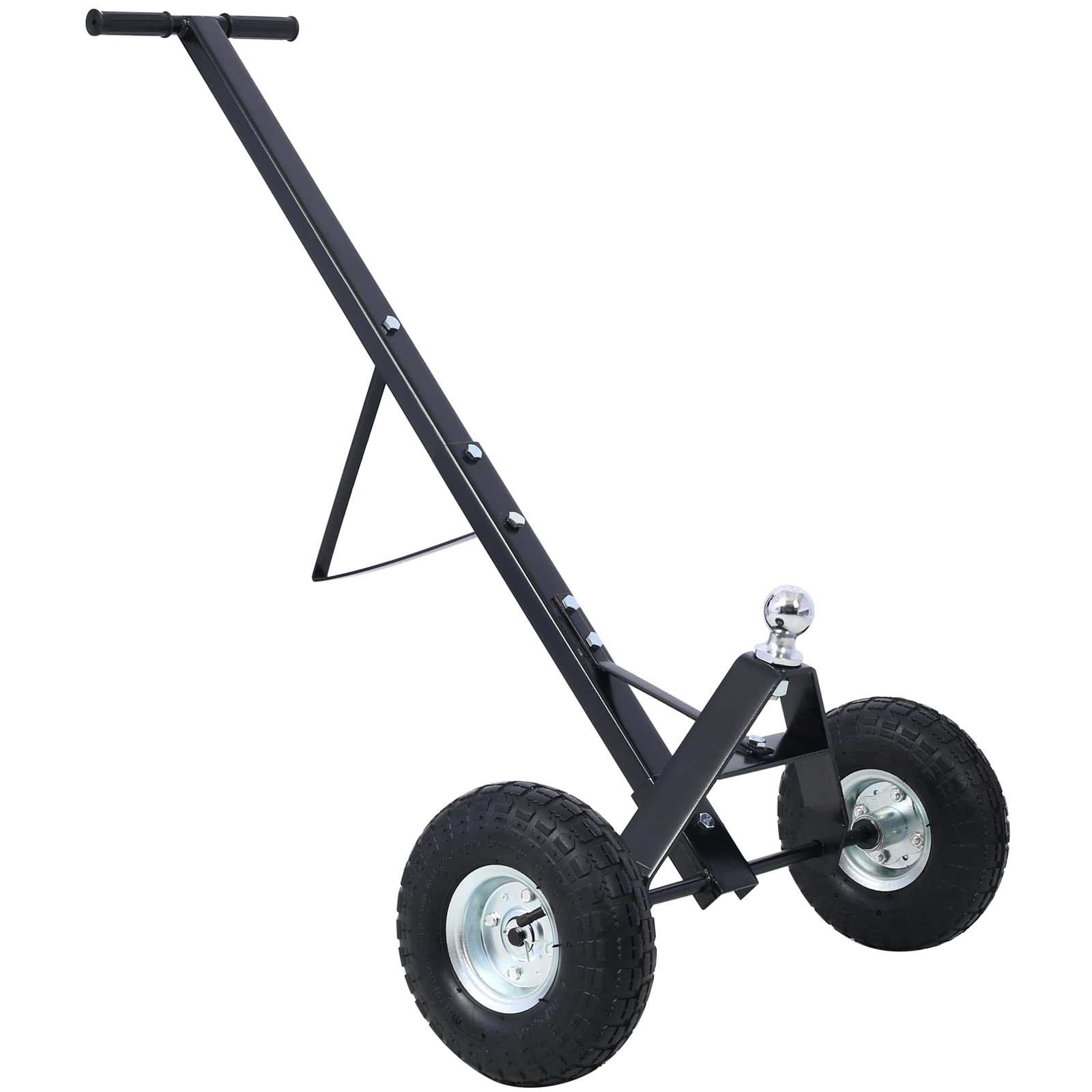 Trailer Dollies, Adjustable Trailer Dolly Steel Trailer Mover Boat Trailer Dolly with 1-7/8 Inch Balls 44" Extra-Long Handle 600 Lbs Capacity with Pneumatic Tires & Mounting for Moving RV Trailer