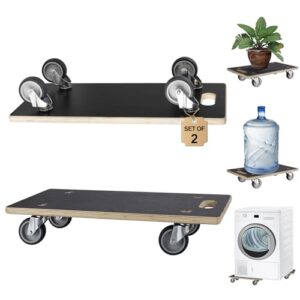 katsuyoku furniture movers with wheels 2 pack rectangle wood platform dolly cart 550 lbs capacity heavy duty furniture mover carrier with 4 wheels small moving dolly, heavy objects hauling