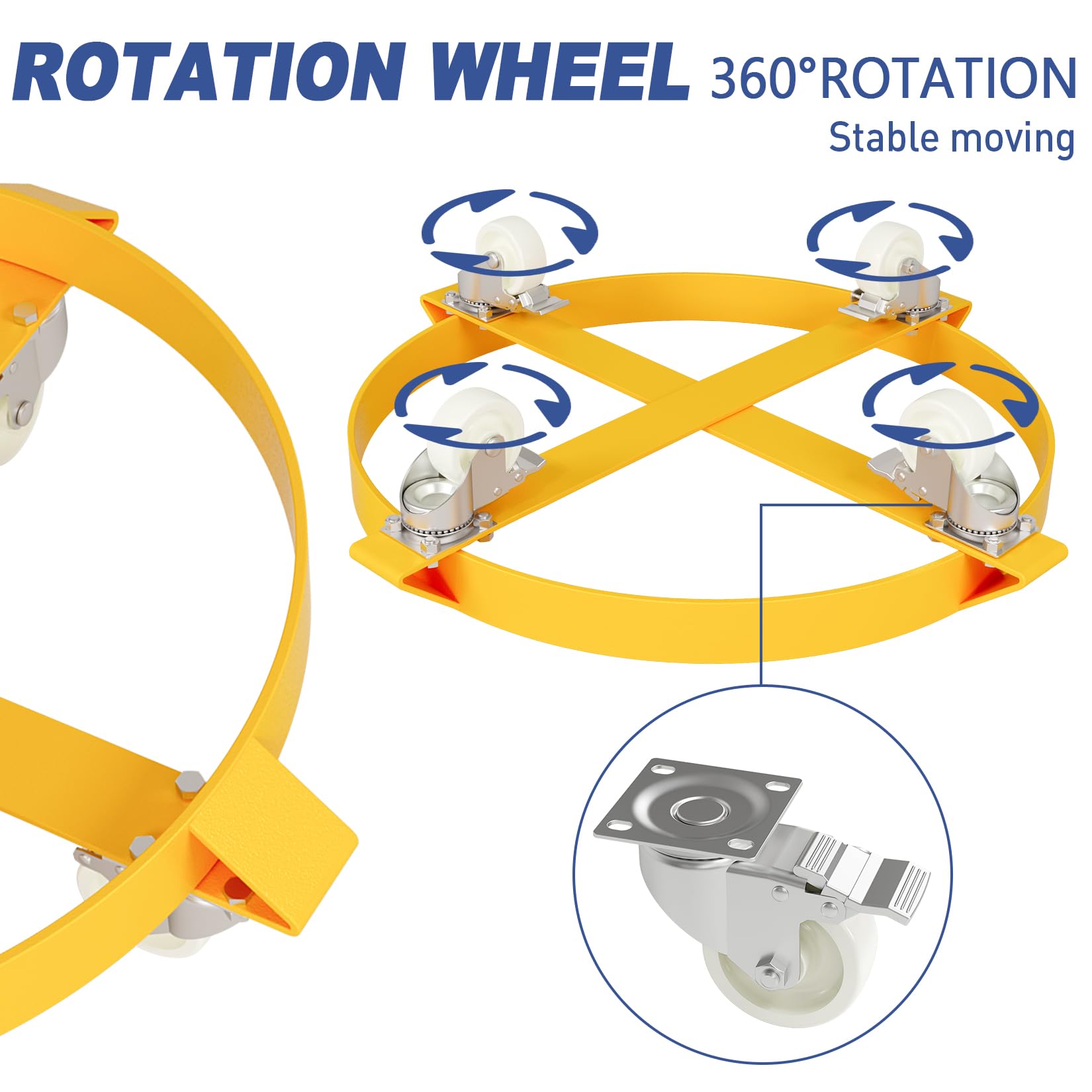 Drum Dolly 55 Gallon Trash Can Dolly Heavy Duty 1000 Pound Barrel Dolly with Swivel Casters Wheel Steel Frame Dolly Non Tipping Hand Truck Capacity Dollies