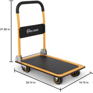 Simpli-Magic Push Cart Dolly, Moving Platform Hand Truck, Foldable for Easy Storage and 360 Degree Swivel Wheels with 440lb Weight Capacity