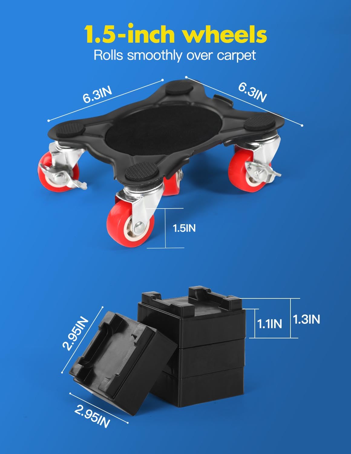 AIDCARRY Furniture Dolly, Heavy Duty Furniture Movers with 5 Wheels