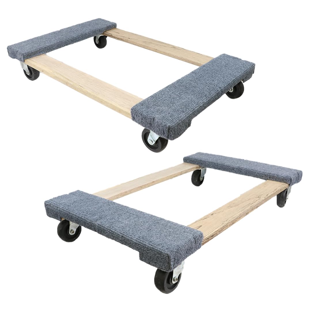 BoxerTool 18” x 30” Furniture Moving Dolly – 2 Pack – 1,000lbs Each Dolly – Solid Wood – Heavy Duty Caster Wheels – Pre Assembled Dolly