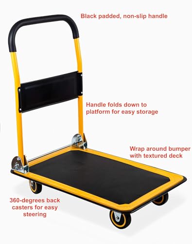 MaxWorks 50911 Foldable Platform Truck Push Dolly-330 lb. Weight Capacity-with Swivel Wheels