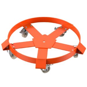 gaomon 1250 lbs capacity drum dolly, 55 gallon barrel dolly with 5 caster wheels, trash can dolly non-tipping hand, orange steel frame dolly