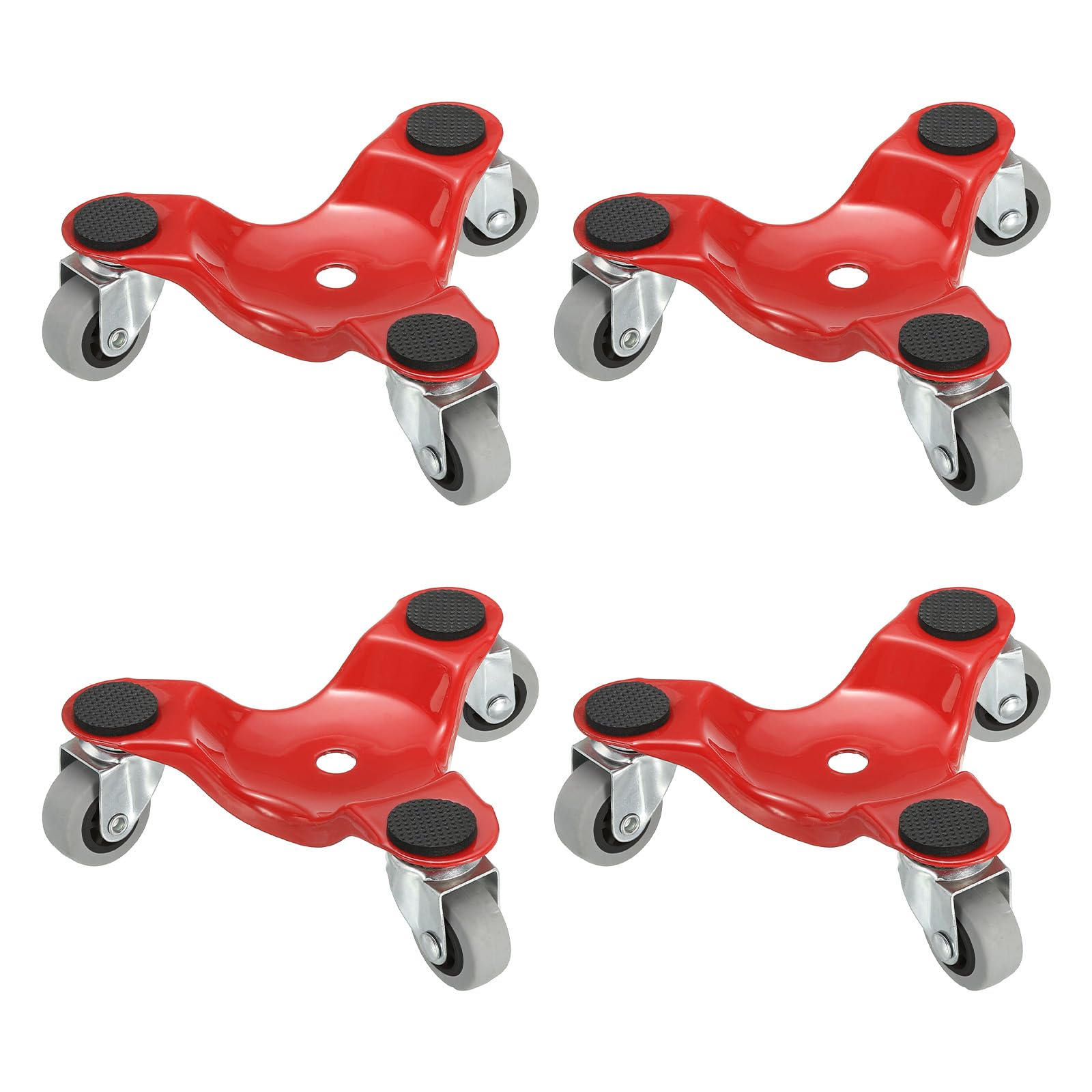 PATIKIL Furniture Mover Dolly, 4 Pack Furniture Triangle Moving Dolly with 3 Wheels 6-Inch Steel Movers Dolly, 200LB Load Capacity, Red