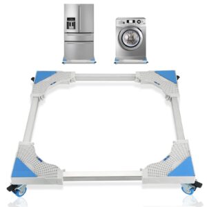 natgai mini fridge stand, adjustable furniture dolly roller base with 4 locking swivel wheels, universal mobile base moving cart for washing machine refrigerator and dryer (8 wheels)