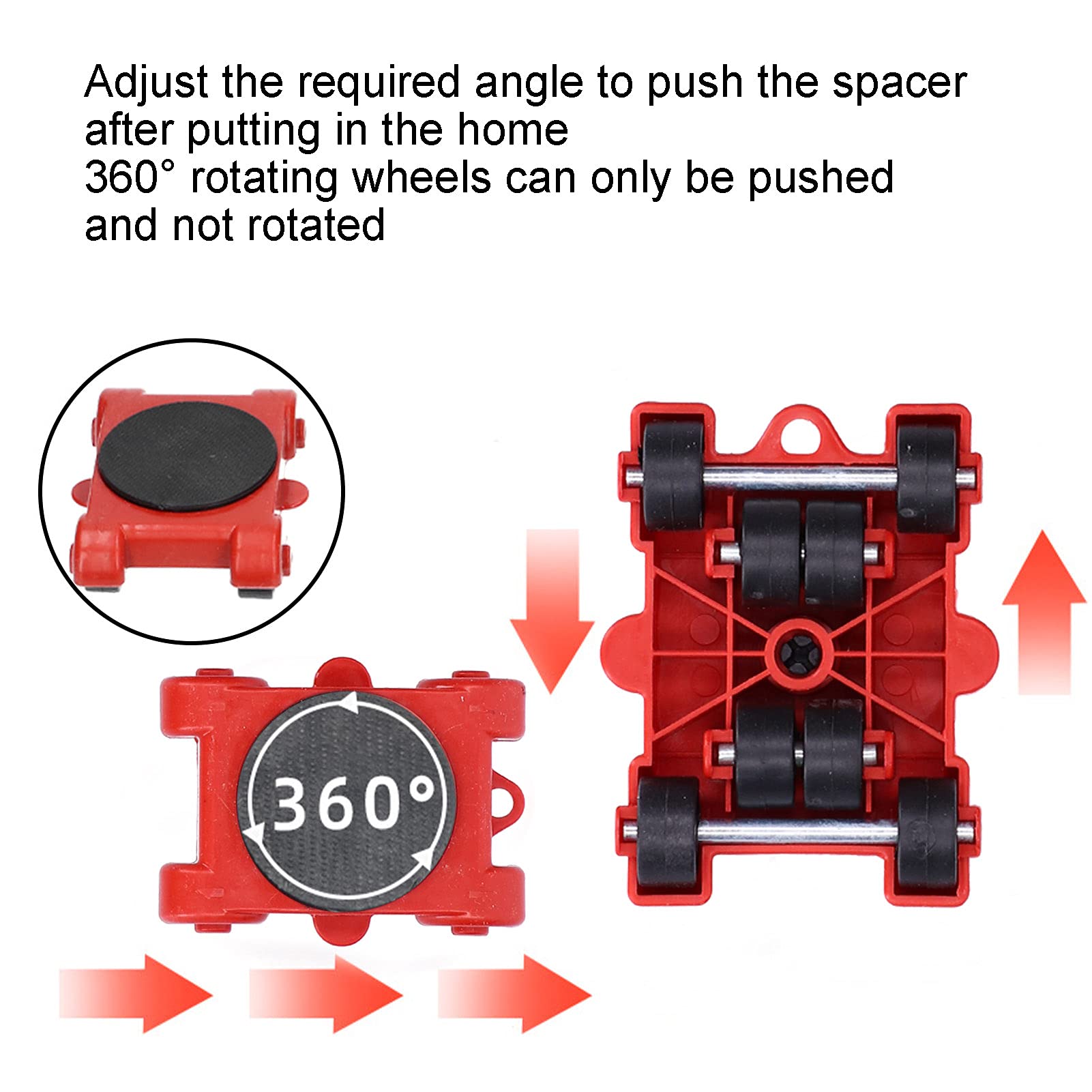 Furniture Moving Lifter, 5Pcs Furniture Moving Lifter Adjustable Height Multifunctional Heavy Duty Handling Tool Base 150 kg