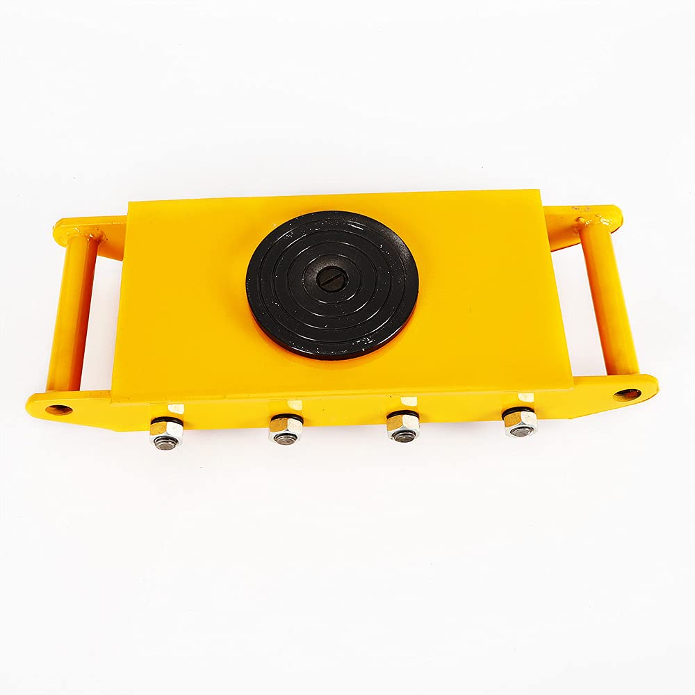 Kathring Machinery Skate Dolly,12t Industrial Machinery Mover Machinery Moving Skate with 8 PU Wheels and 360° Rotation Non-slip Cap for Warehouse, Workshop, Factory,Yellow