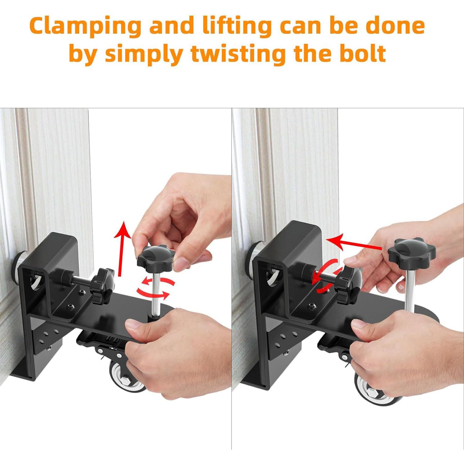 Door Dolly Door Installation Hardware Tool Kit Sturdy Construction Heavy Duty Lifter Clamping Range 1 3/8 to 2 1/4 Inch Thick Doors Adjustable for Commercial & Residential Use