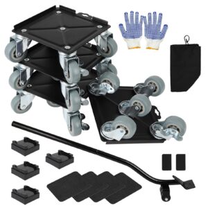 gccsj heavy duty furniture dolly, furniture dolly with 5 wheels 360° rotation, ultra sturdy carbon steel panel, 3306 lbs load capacity, furniture lift mover tool set, perfect for heavy home or office