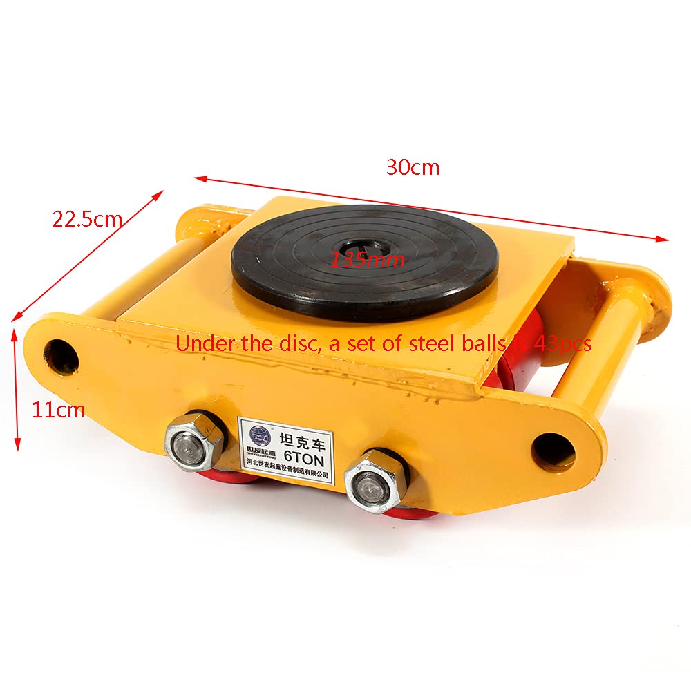 Harbin-Star 1PCS Machinery Skate Dolly, 13200LBS/6T Industrial Machinery Mover, Cast Steel Machinery Moving Skate & 4 Polyurethane-Coated Steel Rollers for Warehouse, Factory