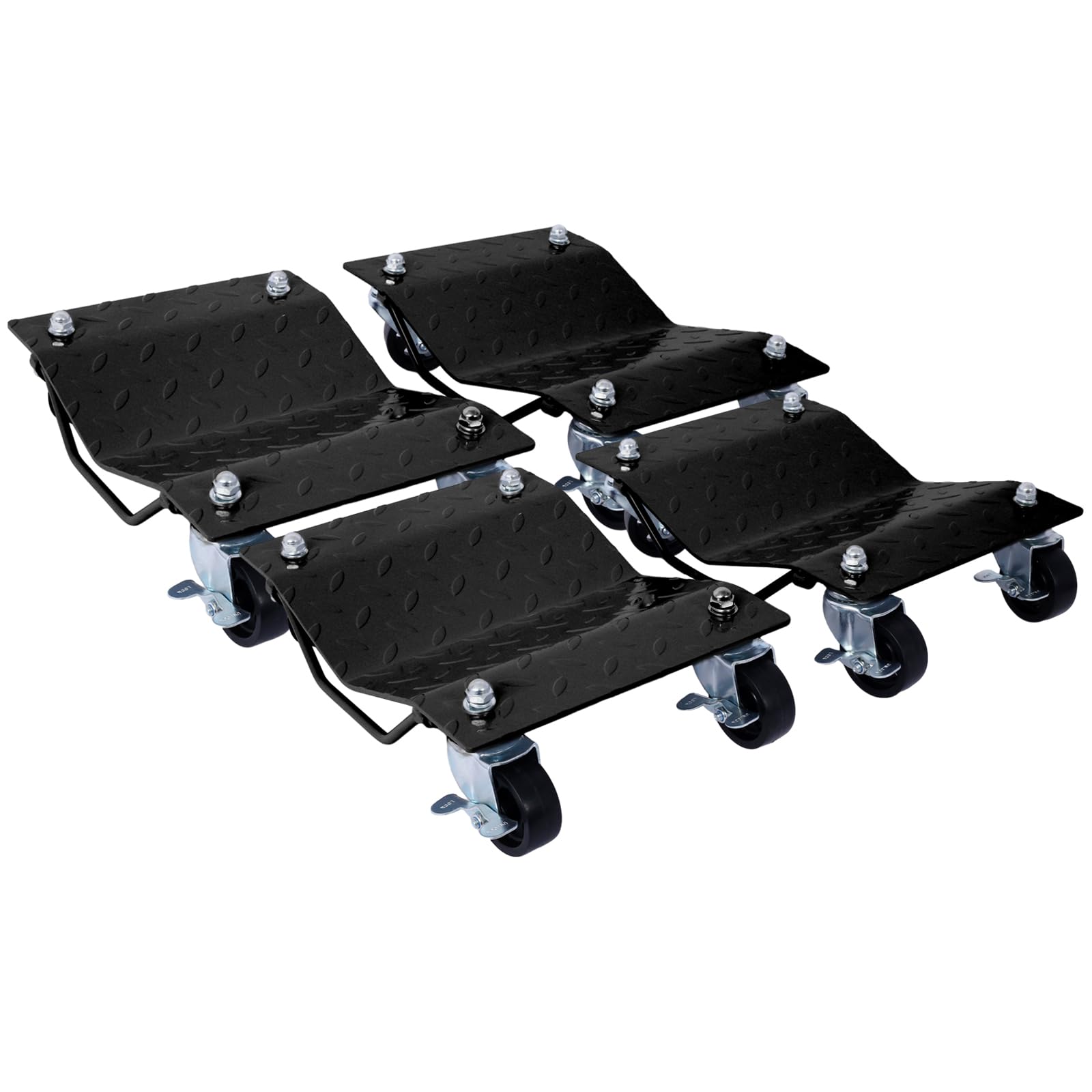 Rpuzonier Set of 4 Auto Wheel Dolly Car Tire Dolly, 6000lbs Capacity Heavy Duty Vehicle Dolly Car Tire Dolly Cart Moving Cars, Trucks, Trailers, Motorcycles and Boats (Black)