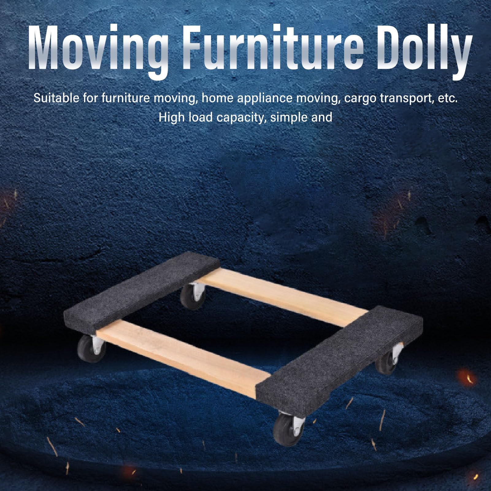 2 Set Furniture Dolly Versatile Rugged Rustproof Carpeted Top Hardwood Moving Dolly for Transporting Appliances Goods