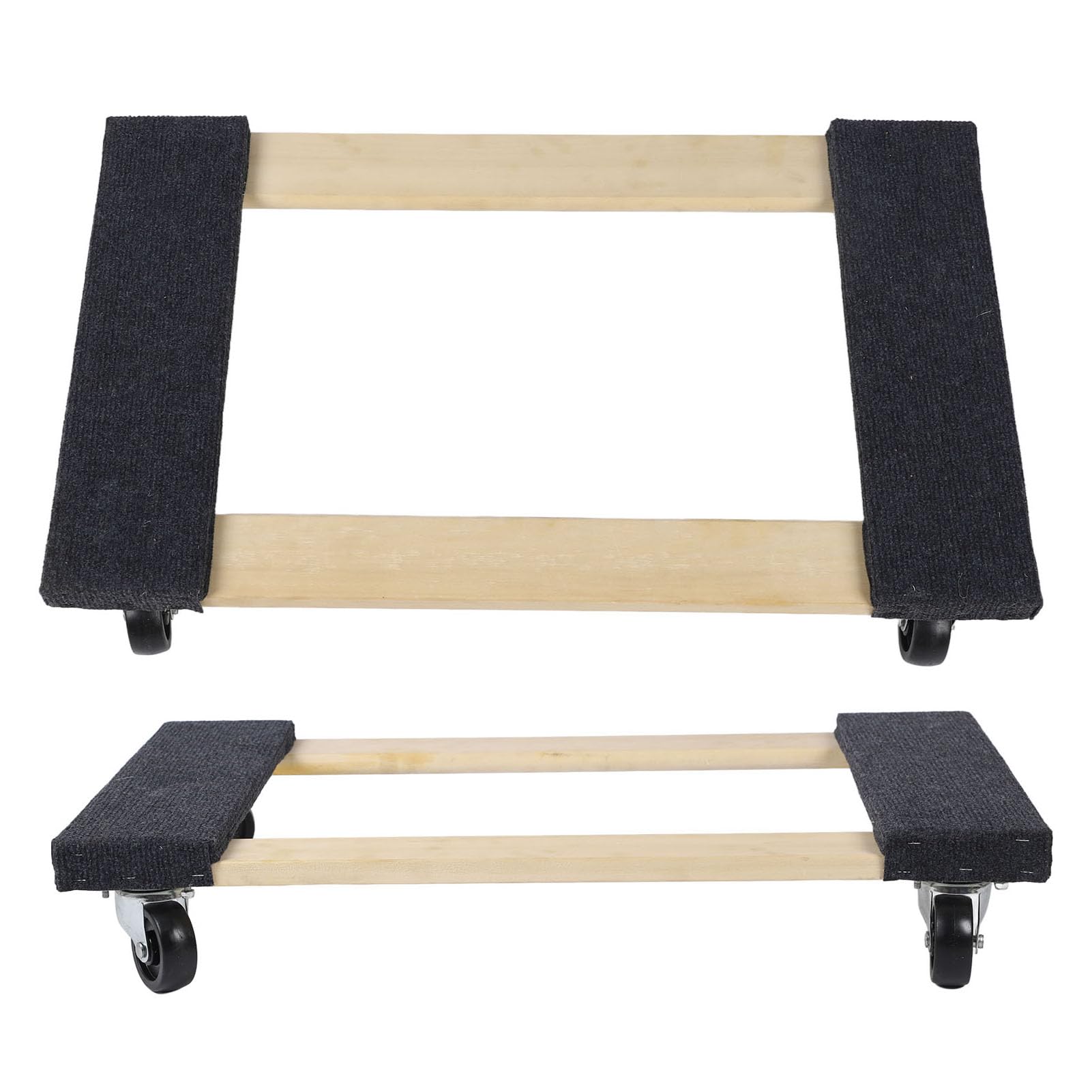 2 Set Furniture Dolly Versatile Rugged Rustproof Carpeted Top Hardwood Moving Dolly for Transporting Appliances Goods