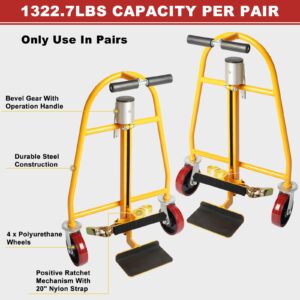 Legines Manual Furniture Mover Tool Set (Set of 2),Heavy Duty Moving Dolly, 1300 lbs Capacity, 12" Lift Height.Machinery Mover Pake Handling Tools.