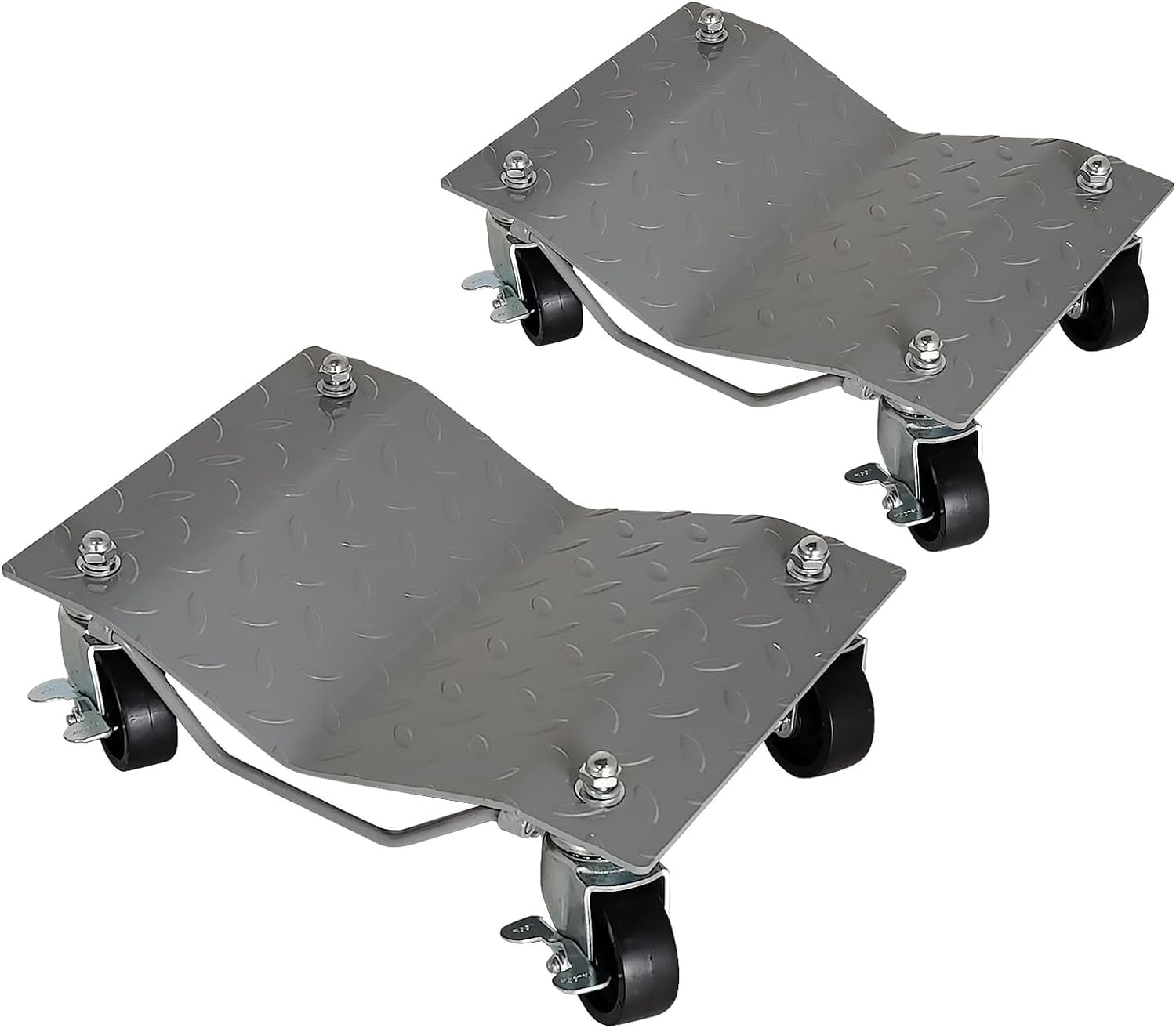 2 Pack Silve 6"x12" Car Wheel Dolly 3000 lbs Load Capacity, Heavy Duty Carbon Steel, Antiskid Plate, 360 Degree Rotatable Wheels Car Dolly (2)