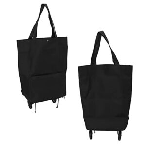 Eujgoov Foldable Shopping Cart, Wheeled Shopping Bag Fabric Multifunctional Storage Bag for Groceries (Black), Eujgoovoa4pw3x0ve-12